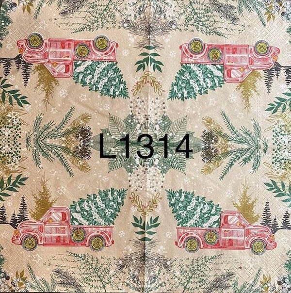 Christmas (L1314) - Red Truck with Tree in Trunk