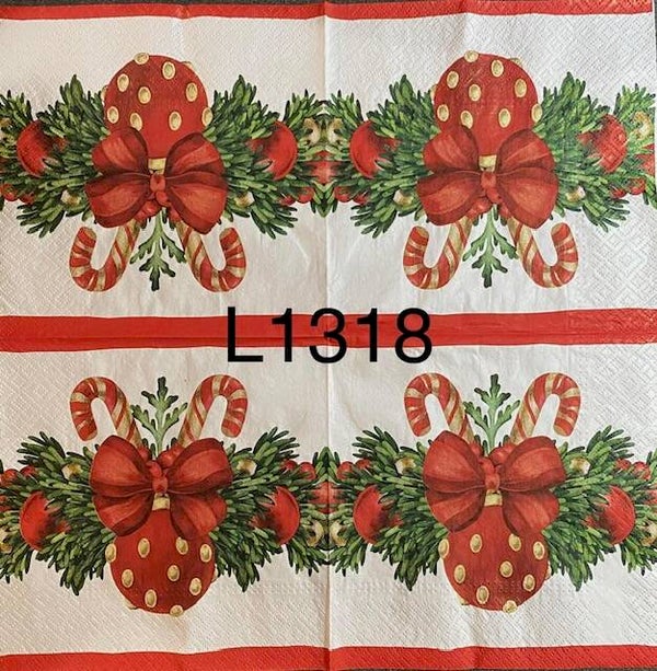 Christmas (L1318) - Candy Canes and Ornament in Garland