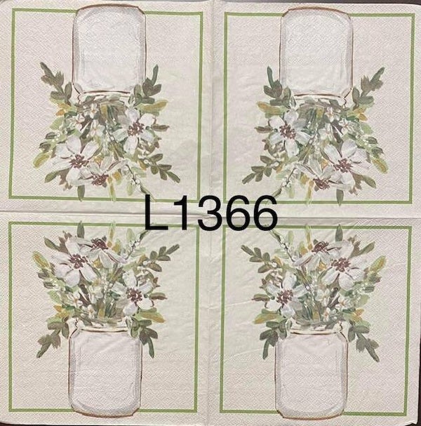 Flowers (L1366) - White Flowers in a Mason Jar