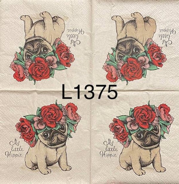 Dogs (L1375) - My Little Hippie Pug with Flower Headpiece