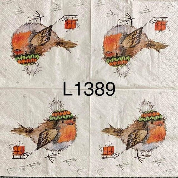 Christmas (L1389) - Robin Pulling a Sled