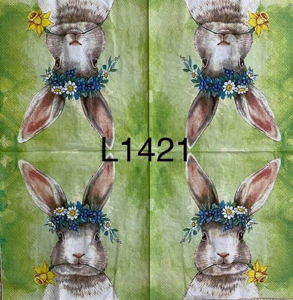Easter (L1421) - Bunny with Flower Headpiece and Flower in Mouth