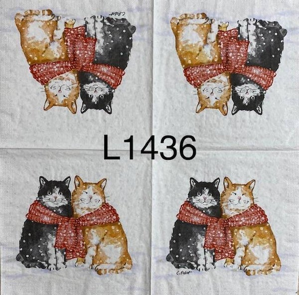 Cats (L1436) - Cats Sharing a Scarf