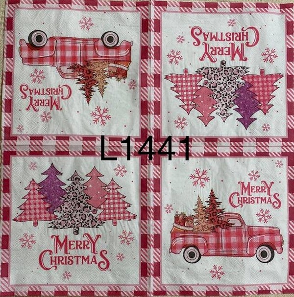 Christmas (L1441) - Pink Check Truck Merry Christmas