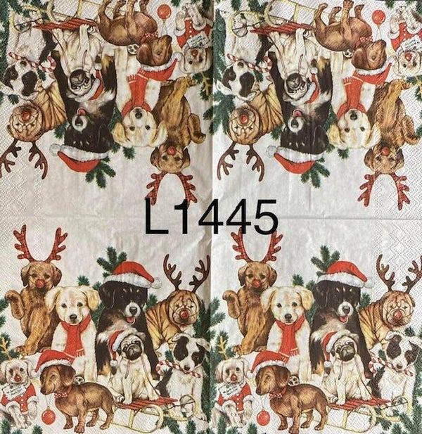 Dogs (L1445) - Dogs with Santa Hats and Reindeer Ears