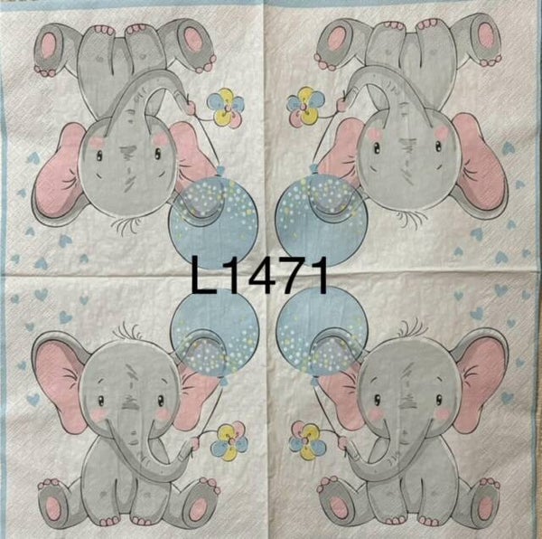 Animals (L1471) - Elephant with Blue Balloons