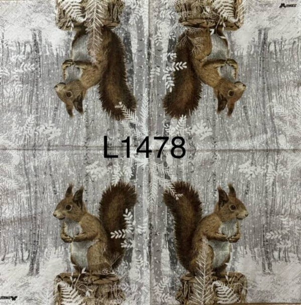 Winter (L1478) - Squirrel Sitting on a Stump