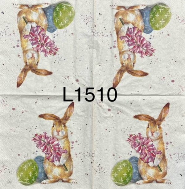 Easter (L1510) - Bunny Holding Flowers