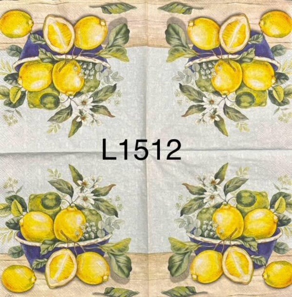 Fruits (L1512) - Lemons in a Blue Bowl