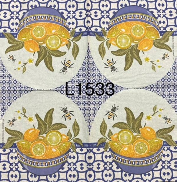 Fruits (L1533) - Lemons in a Blue Bowl