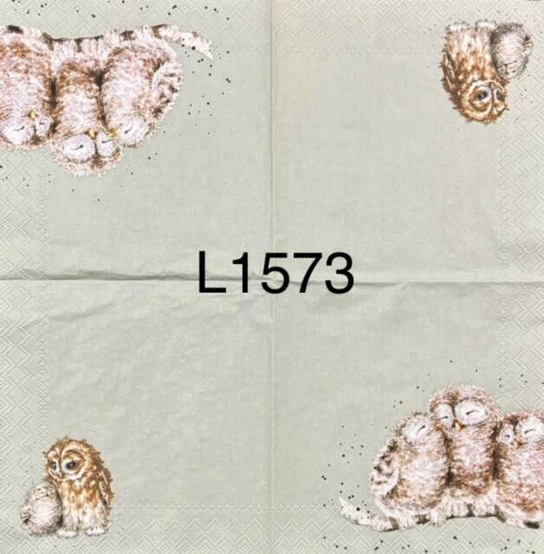 Birds (L1573) - Three Owls on a Branch