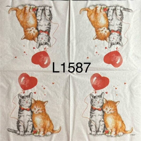 Cats (L1587) - Cat Couple with Heart Balloon