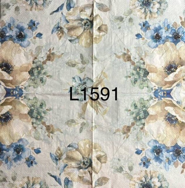 Flowers (L1591) - Blue, White, Tan, Ivory Flowers