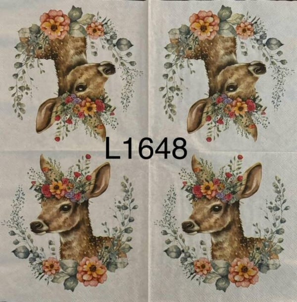 Deer (L1648) - Deer with Flower Headpiece in a Wreath