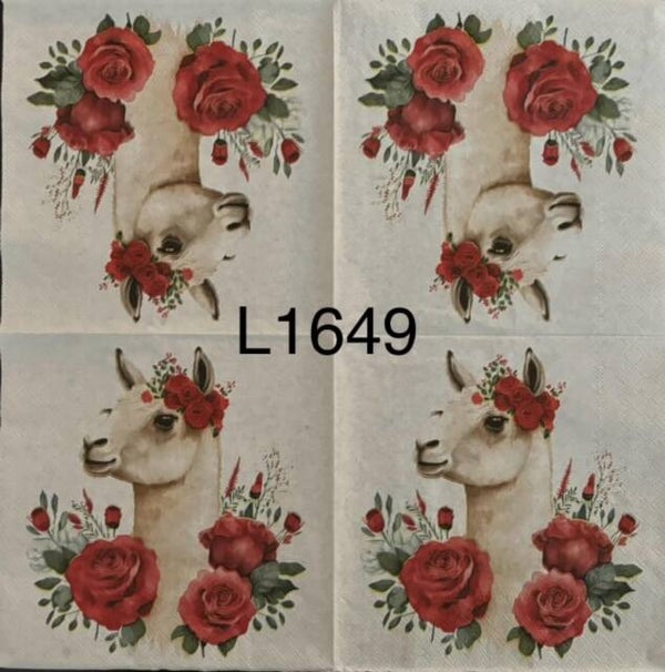 Animals (L1649) - Llama with Red Rose Headpiece