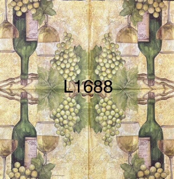 Wines (L1688) - Bottle of Wine with Glasses and Grapes
