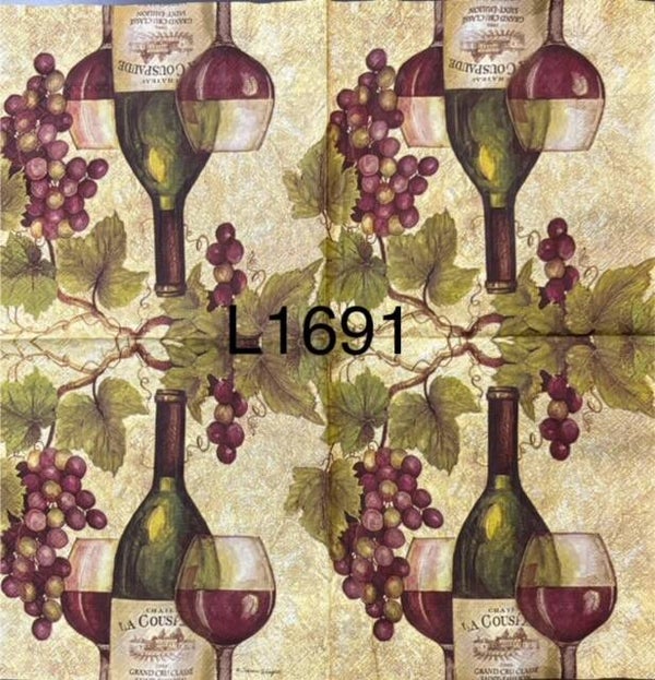 Wine (L1691) - Bottle of Red Wine and Two Glasses Filled
