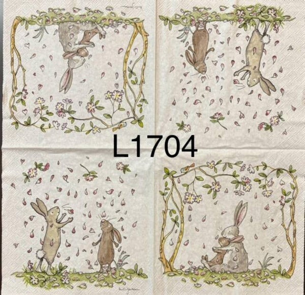 Easter (L1704) - Bunnies Playing with Leaves