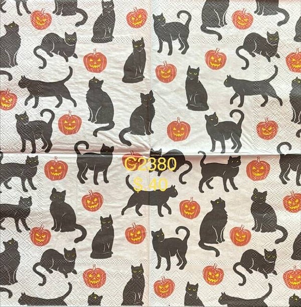 Halloween (C2380) - Black Cat and Pumpkins Background