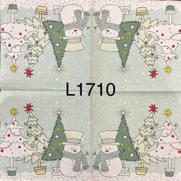 Christmas (L1710) - Snowman with Three Christmas Trees
