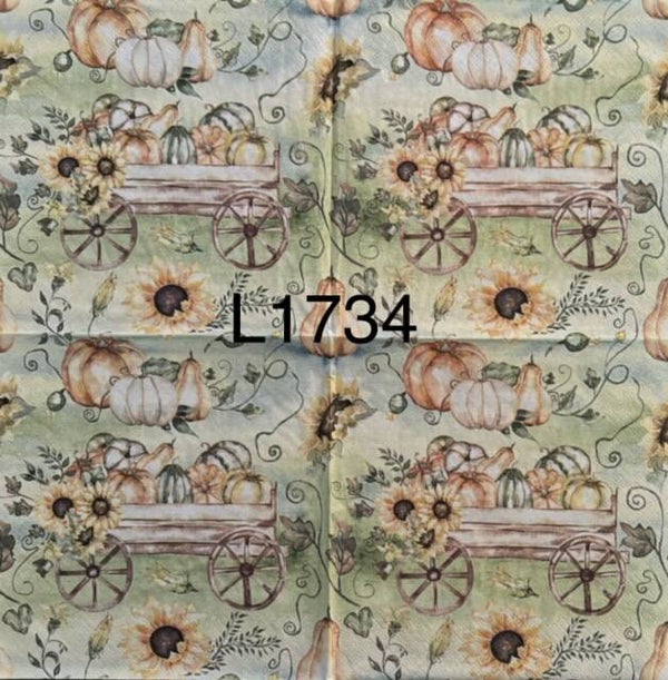 Fall (L1734) - Tempo di Raccolta Cart Filled with Pumpkins