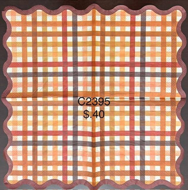 Design (C2395) - Brown, Orange, Tan, White Checks
