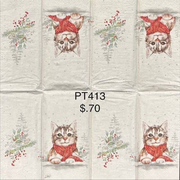 Christmas (PT413) - Cat Wearing a Scarf