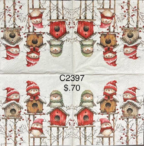 Christmas (C2397) - Birds Sitting on top of Birdhouses