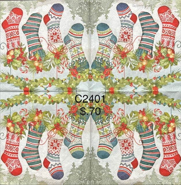 Christmas (C2401) - Four Colorful Stockings Hanging