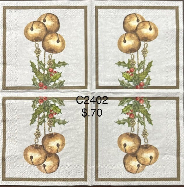 Christmas (C2402) - Jingle Bells Hanging from Holly and Berry