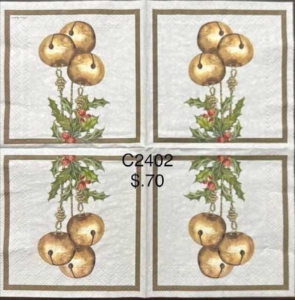 Christmas (C2402) - Jingle Bells Hanging from Holly and Berry