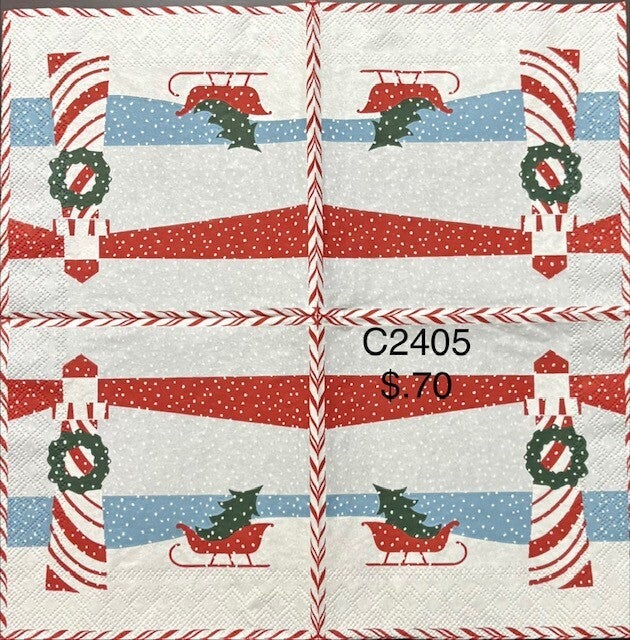 Christmas (C2405) - Lighthouse with a Wreath