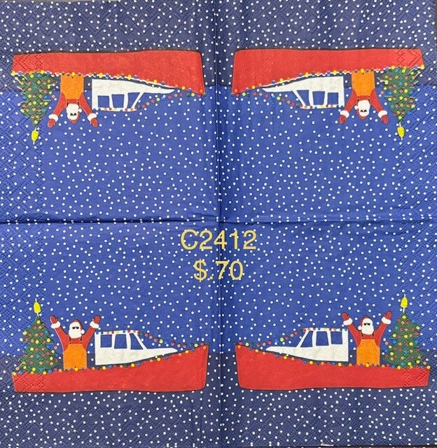 Christmas (C2412) - Santa on a Boat with a Christmas Tree
