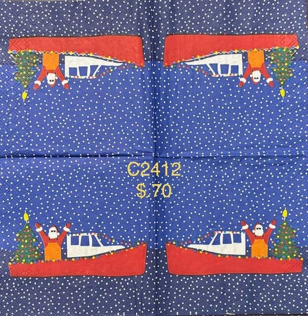 Christmas (C2412) - Santa on a Boat with a Christmas Tree