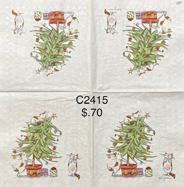 Christmas (C2415) - Cats Hanging on Christmas Tree