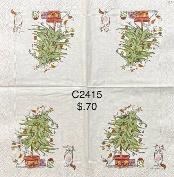 Christmas (C2415) - Cats Hanging on Christmas Tree
