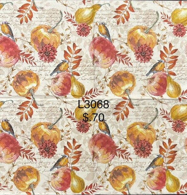 Fall (L3068) - Pumpkins and Birds Background with Scripts