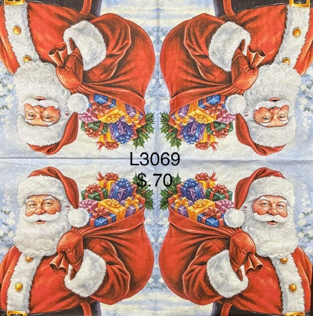 Christmas (L3069) - Santa Holding a Bag of Presents