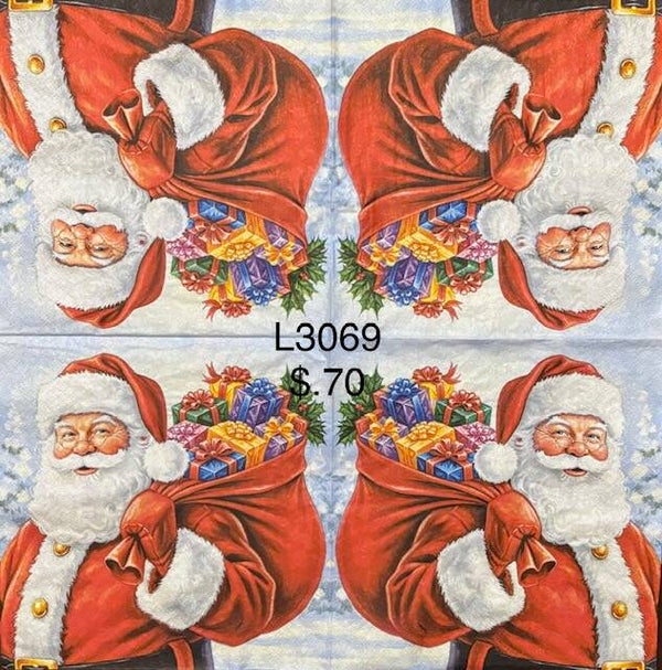 Christmas (L3069) - Santa Holding a Bag of Presents
