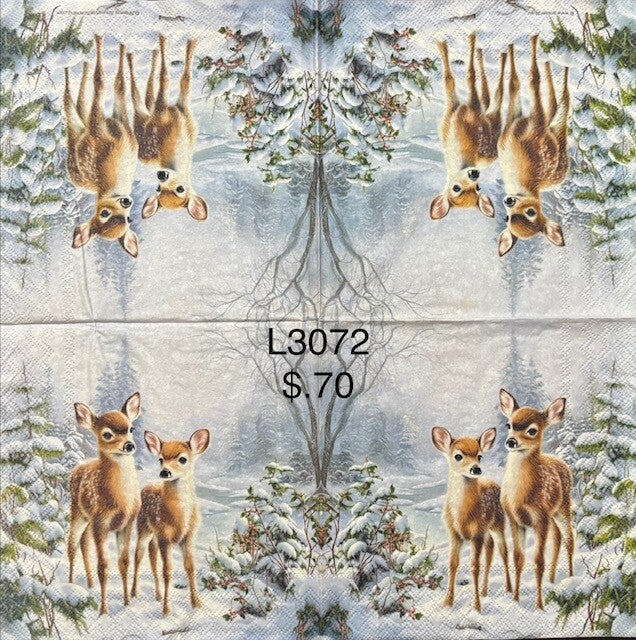 Winter (L3072) - Two Deer in the Winter Forest