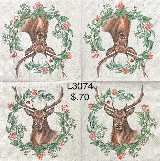 Winter (L3074) - Deer in a Wreath (Buck)