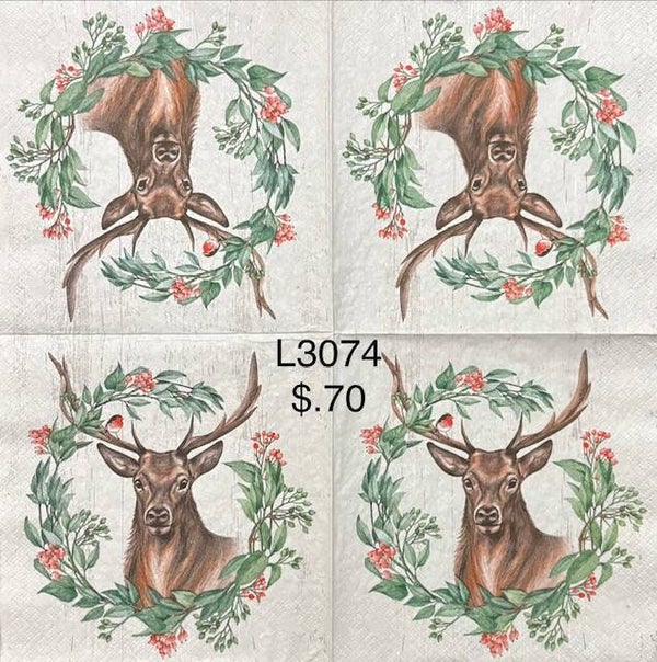 Winter (L3074) - Deer in a Wreath (Buck)