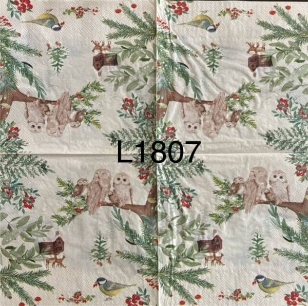 Winter (L1807) - Owl Family on Branch