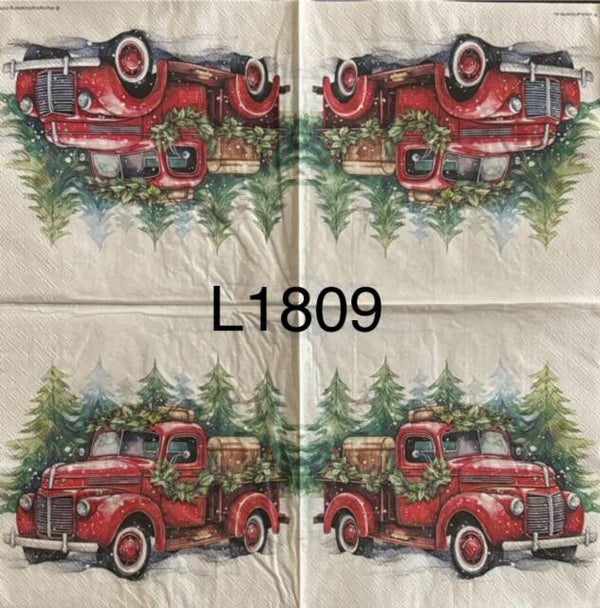 Christmas (L1809) - Red Truck with Garland on it