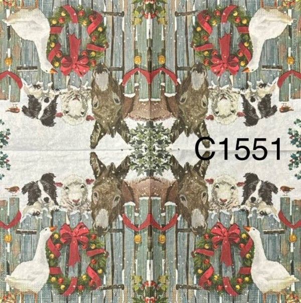 Christmas (C1551) - Holiday Get Together with Donkey, Sheep, Dog, Goose