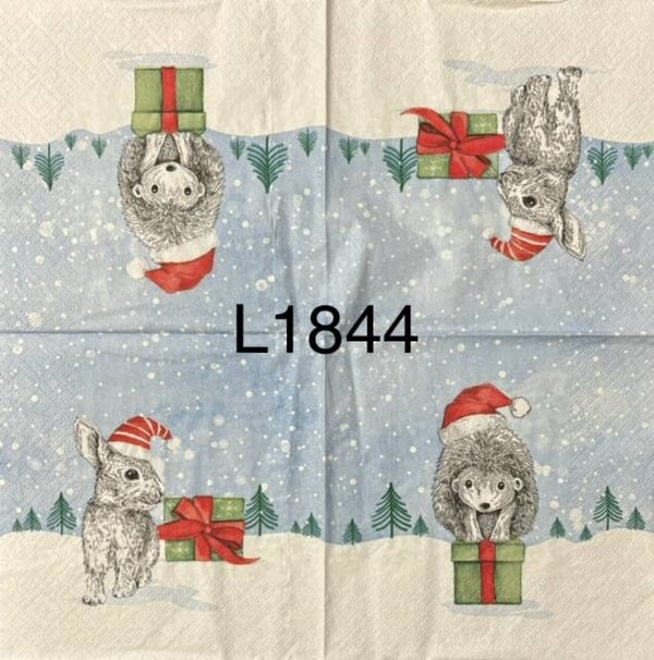 Christmas (L1844) - Bunny and Hedgehog with Presents