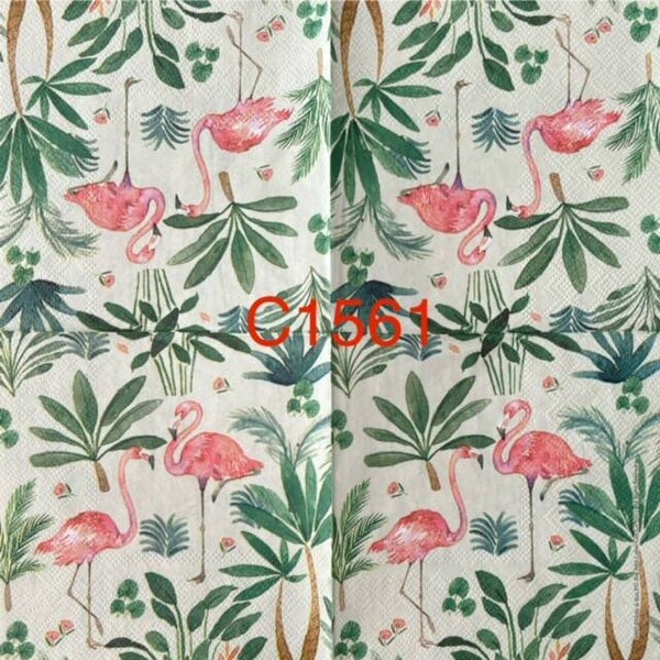 Flamingos (C1561) - Flamingos and Palm Trees