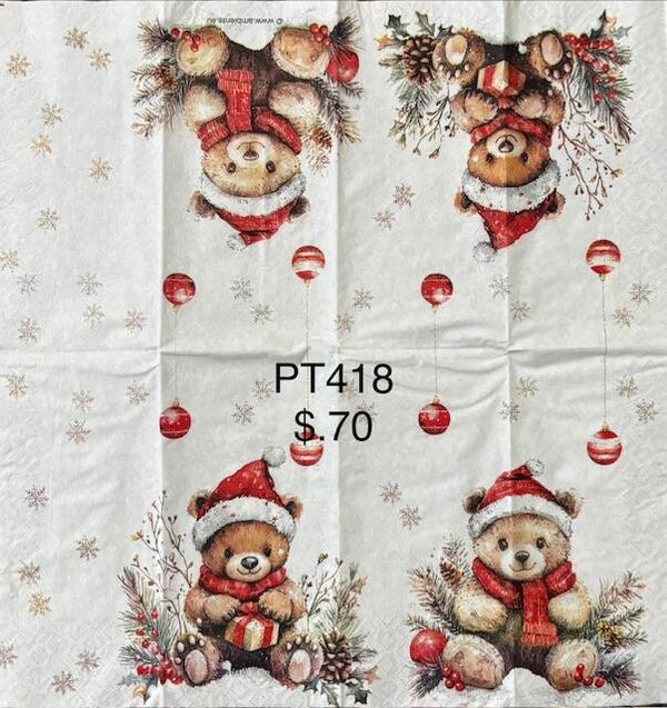 Christmas (PT418) - Teddy Bear Holding a Present