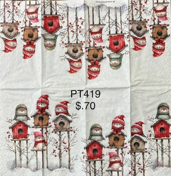 Christmas (PT419) - Birds Sitting on Birdhouses