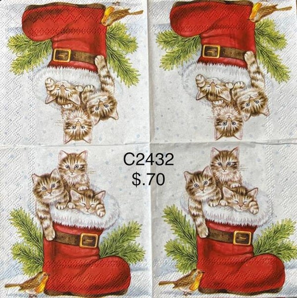 Christmas (C2432) - Kittens Inside Santa Boot